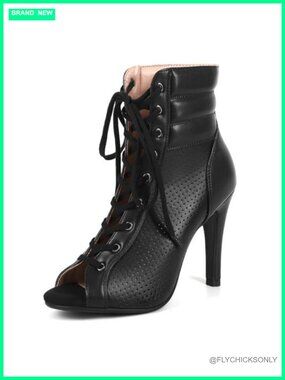 Dressy Stiletto Heeled Dance Sandals Faux Leather Peep Toe Ankle Strap